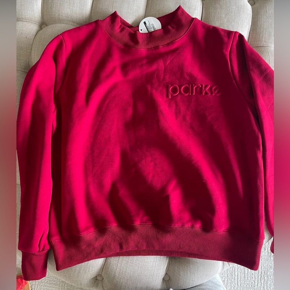 PARKE sweatshirt with embossed PARKE logo, red color - size S/M. NWT!
